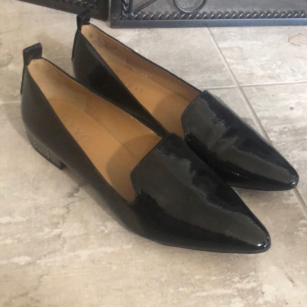 Franco Sarto Black Loafers with Studded Heels
